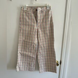 Madewell Cream Plaid Chinos with Red & Blue Windowpane